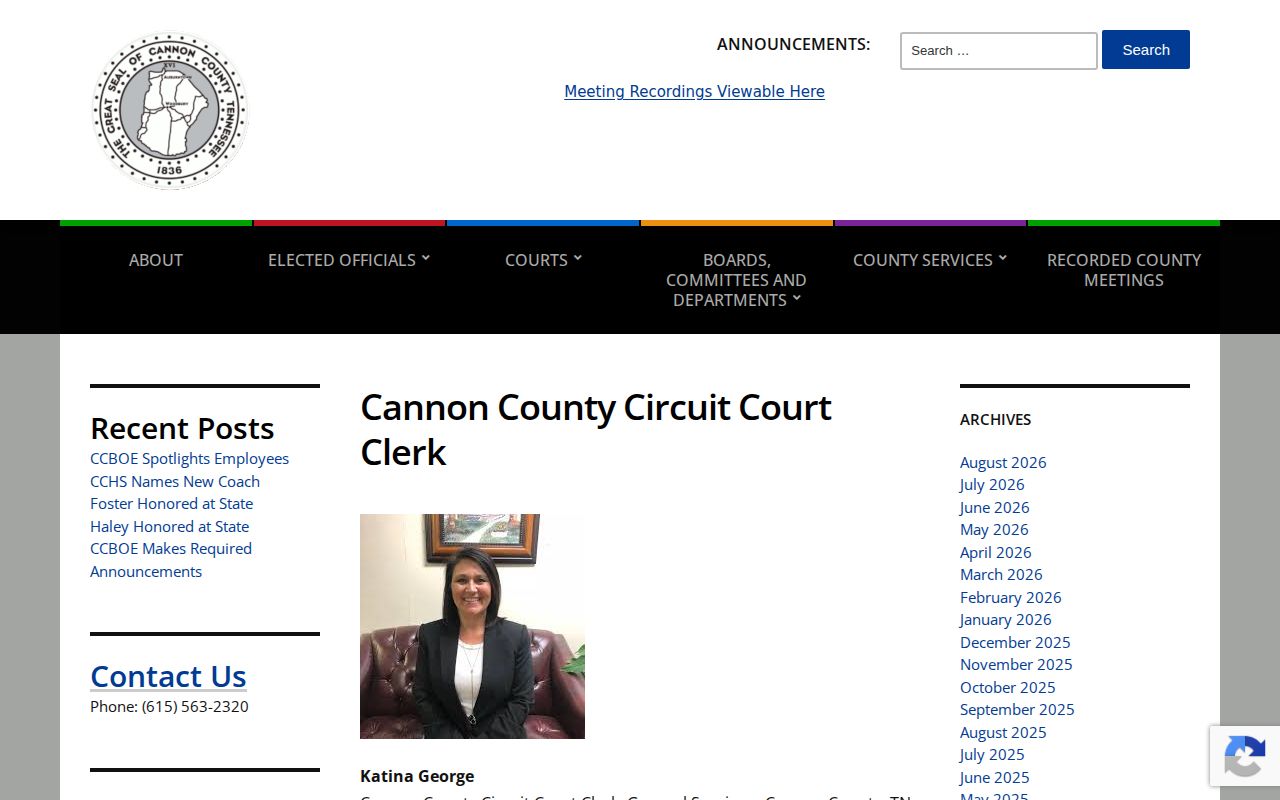 Cannon County court disposition record source at Circuit Court Clerk